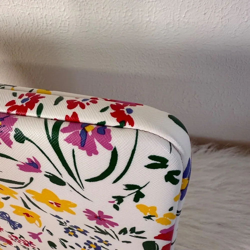 kate spade White Floral Laptop Sleeve with Multicolor Flowers